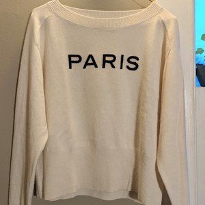 Theory cashmere city intarsia sweater, cream crewneck, small